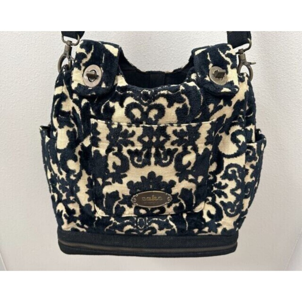Cake by Petunia Pickle Embossed Black Velvet Diaper Bag Large